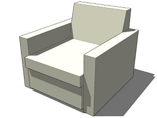黄色单人沙发矩形扶手椅SU模型下载_sketchup草图大师SKP模型
