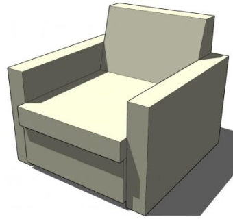 黄色单人沙发矩形扶手椅SU模型下载_sketchup草图大师SKP模型