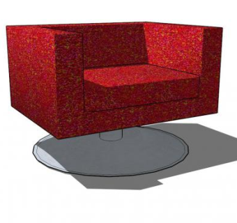 红色单人沙发sillon吧椅SU模型下载_sketchup草图大师SKP模型