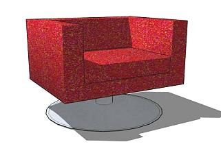 红色单人沙发sillon吧椅SU模型下载_sketchup草图大师SKP模型