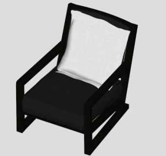 意大利黑色单人沙发扶手椅SU模型下载_sketchup草图大师SKP模型