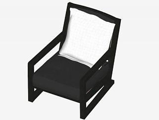 意大利黑色单人沙发扶手椅SU模型下载_sketchup草图大师SKP模型
