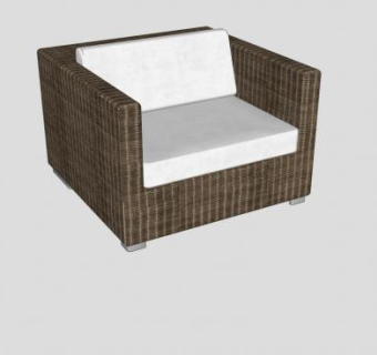 棕色单人沙发休息厅躺椅SU模型下载_sketchup草图大师SKP模型