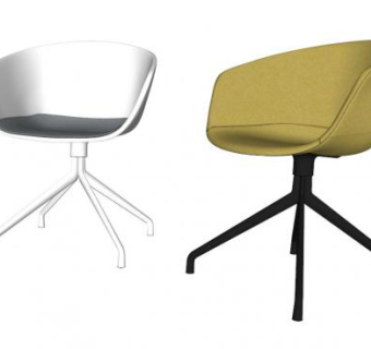 黄白高脚椅干草椅子SU模型下载_sketchup草图大师SKP模型