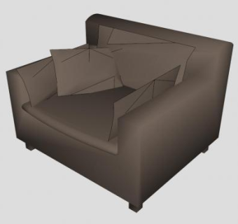 棕色单人沙发扶手椅SU模型下载_sketchup草图大师SKP模型