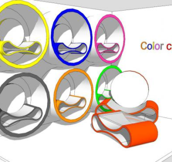 休闲沙发彩色座椅SU模型下载_sketchup草图大师SKP模型