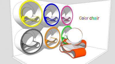 休闲沙发彩色座椅SU模型下载_sketchup草图大师SKP模型