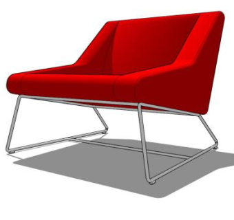 红色单人沙发豪华小安乐椅SU模型下载_sketchup草图大师SKP模型