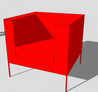 宜家风红色单人沙发扶手椅SU模型下载_sketchup草图大师SKP模型