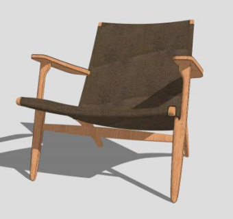 休闲实木扶手椅SU模型下载_sketchup草图大师SKP模型