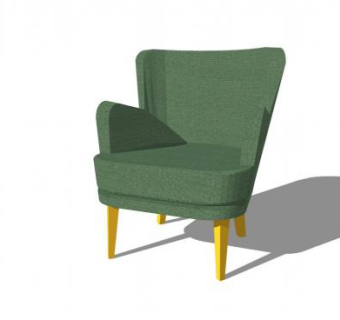 单人绿色沙发躺椅扶手椅SU模型下载_sketchup草图大师SKP模型