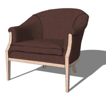 棕色布艺单人沙发SU模型下载_sketchup草图大师SKP模型