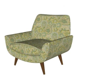 绿色花纹布艺沙发SU模型下载_sketchup草图大师SKP模型