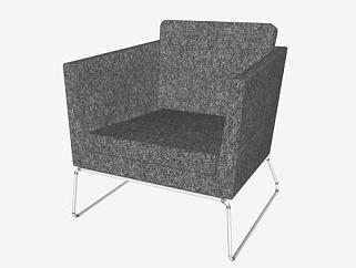 灰色简易沙发扶手椅SU模型下载_sketchup草图大师SKP模型