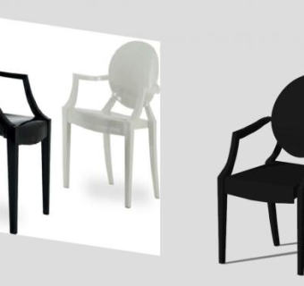 黑色椅子路易幽灵椅SU模型下载_sketchup草图大师SKP模型