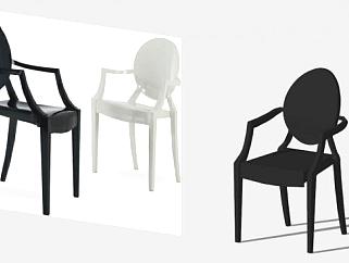 黑色椅子路易幽灵椅SU模型下载_sketchup草图大师SKP模型