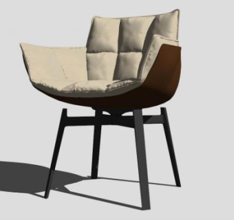 棕色布艺休闲沙发意大利椅子SU模型下载_sketchup草图大师SKP模型