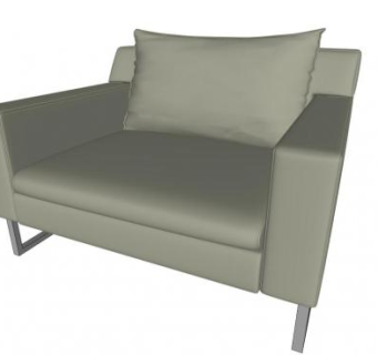 绿色单人沙发波尔托那弗劳扶手椅SU模型下载_sketchup草图大师SKP模型