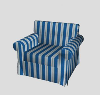 蓝白单人沙发爱克托扶手椅SU模型下载_sketchup草图大师SKP模型