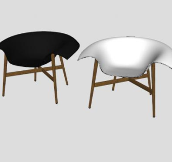 白黑椅沙丘扶手椅SU模型下载_sketchup草图大师SKP模型