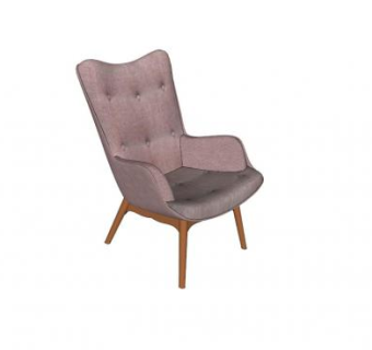 粉色单人沙发臂椅天使翅膀椅SU模型下载_sketchup草图大师SKP模型