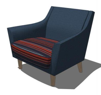 休闲蓝色单人沙发扶手椅SU模型下载_sketchup草图大师SKP模型