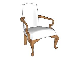 实木沙发臂椅扶手椅SU模型下载_sketchup草图大师SKP模型