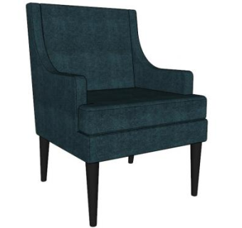 布艺沙发蓝色单人沙发SU模型下载_sketchup草图大师SKP模型