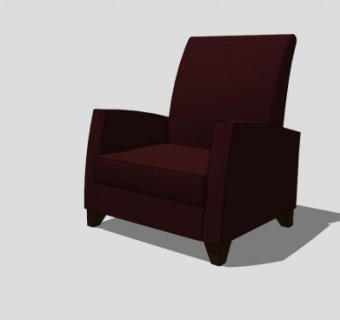 布艺沙发酒红单人沙发SU模型下载_sketchup草图大师SKP模型