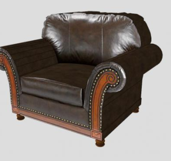 真皮沙发棕色皮革扶手椅SU模型下载_sketchup草图大师SKP模型