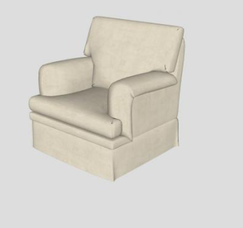 布艺沙发白色休闲扶手椅SU模型下载_sketchup草图大师SKP模型