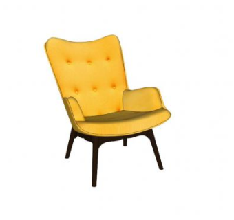 布艺沙发天使翅膀黄色扶手椅SU模型下载_sketchup草图大师SKP模型