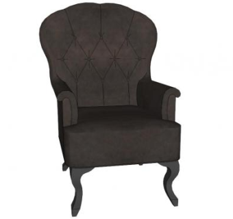 棕色麂皮扶手椅咖啡沙发SU模型下载_sketchup草图大师SKP模型