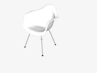 白色扶手椅埃姆斯塑料椅SU模型下载_sketchup草图大师SKP模型