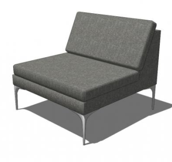 灰色单人沙发软式座椅SU模型下载_sketchup草图大师SKP模型