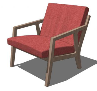 红色单人沙发奥瑞躺椅SU模型下载_sketchup草图大师SKP模型