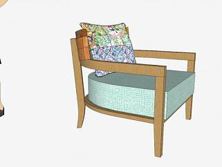 经典木质咖啡沙发SU模型下载_sketchup草图大师SKP模型