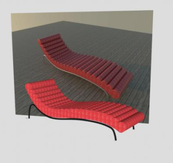 红色休闲躺沙发长凳长椅SU模型下载_sketchup草图大师SKP模型