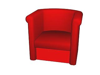 红色单人沙发SU模型下载_sketchup草图大师SKP模型