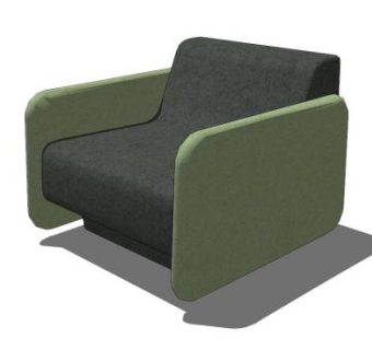 绿色单人沙发校园弹力躺椅SU模型下载_sketchup草图大师SKP模型