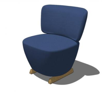 蓝色休闲单人沙发弹跳躺椅SU模型下载_sketchup草图大师SKP模型