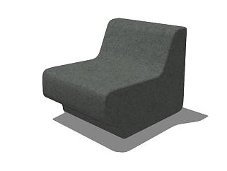 灰色软座单人沙发SU模型下载_sketchup草图大师SKP模型