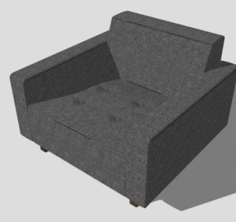 灰色布艺沙发单人沙发SU模型下载_sketchup草图大师SKP模型