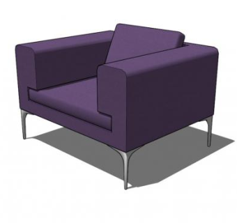 紫色沙发软座单沙发SU模型下载_sketchup草图大师SKP模型