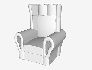 白色单人沙发欧式沙发SU模型下载_sketchup草图大师SKP模型