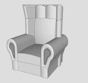白色单人沙发欧式沙发SU模型下载_sketchup草图大师SKP模型