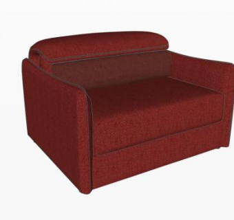 红色躺椅扶手椅单人沙发SU模型下载_sketchup草图大师SKP模型