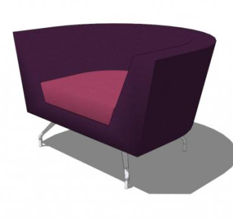 紫色单人沙发LB躺椅SU模型下载_sketchup草图大师SKP模型
