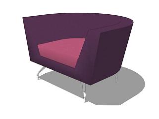 紫色单人沙发LB躺椅SU模型下载_sketchup草图大师SKP模型