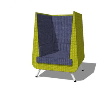 黄色单人沙发靠椅沙发SU模型下载_sketchup草图大师SKP模型